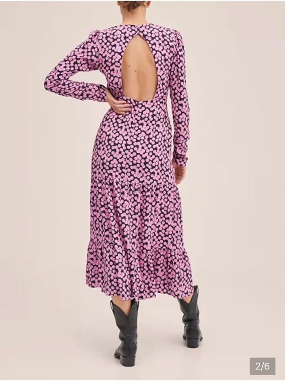 MANGO NWOT Women's Printed Cut-Out Detail Dress Sz 2 - Picture 2 of 14